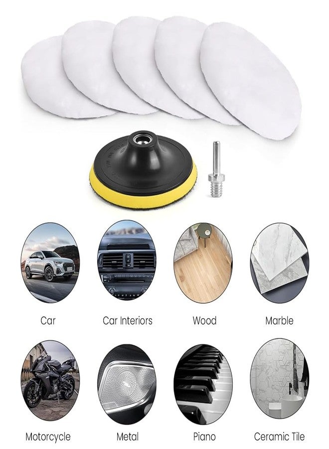 STHIRA® 5Pcs Wool buffing Pads with Hook and Loop Fastening, Soft Faux Wool, 3-Inch Replacement Car Polishing Pad for Scratches, Oxidation, Universal Use in Waxing and Buffing, Detailing Kit - Image 3
